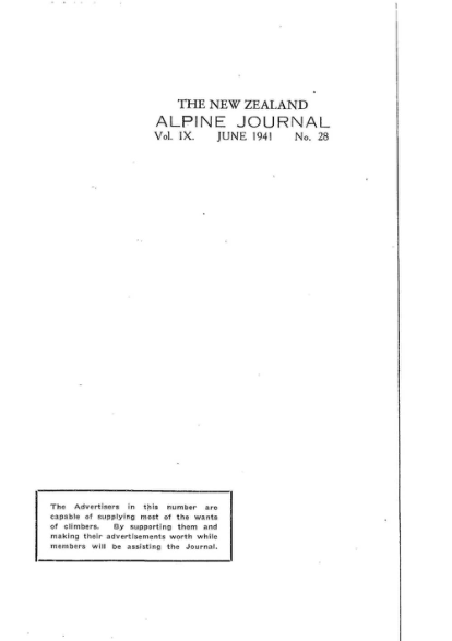 New Zealand Alpine Journal 1941 Vol 9 No 28 cover
